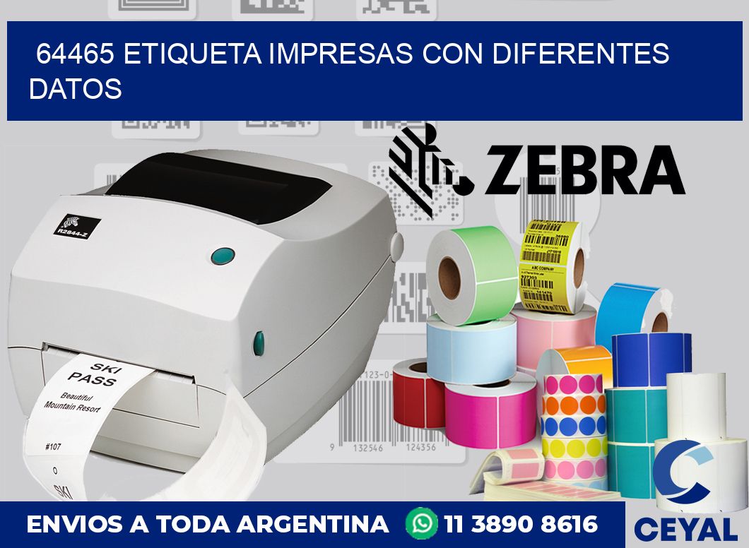 64465 ETIQUETA IMPRESAS CON DIFERENTES DATOS