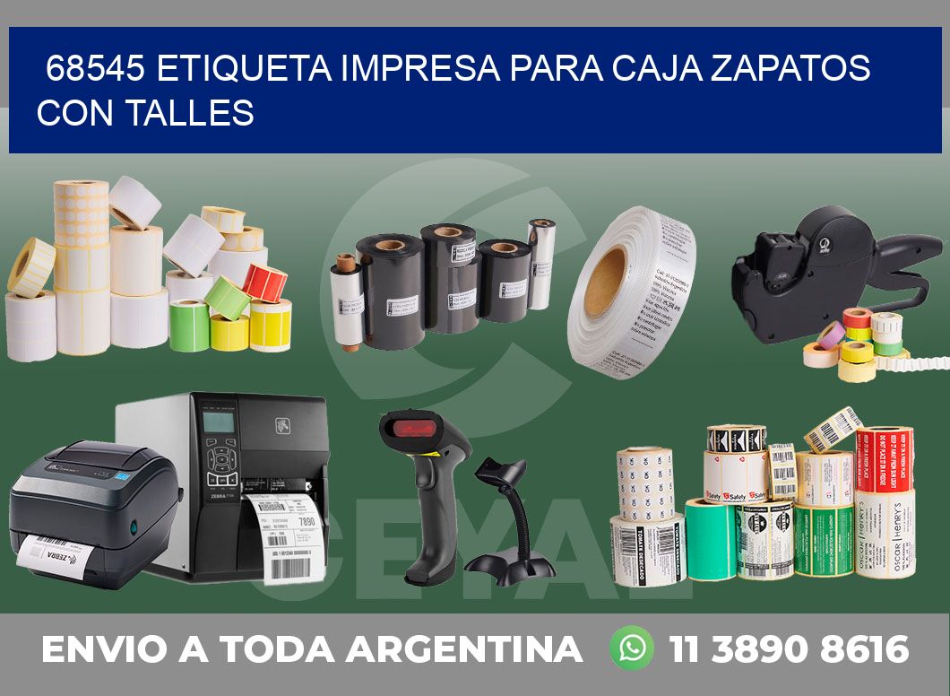 68545 ETIQUETA IMPRESA PARA CAJA ZAPATOS CON TALLES