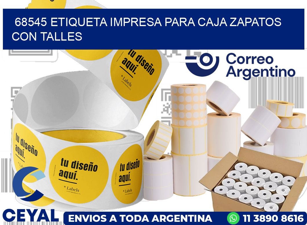 68545 ETIQUETA IMPRESA PARA CAJA ZAPATOS CON TALLES