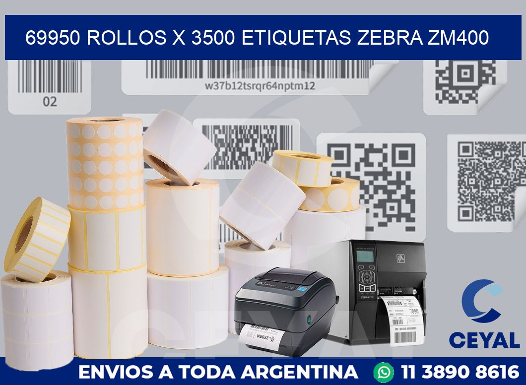 69950 Rollos x 3500 etiquetas zebra zm400