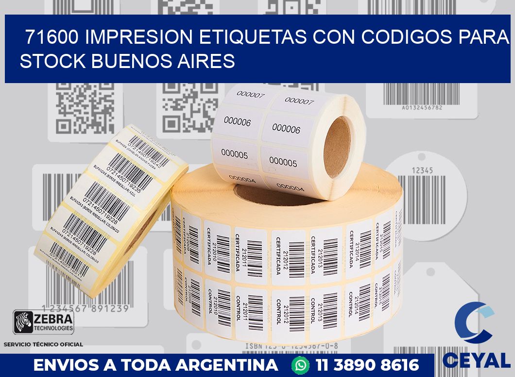 71600 IMPRESION ETIQUETAS CON CODIGOS PARA STOCK BUENOS AIRES