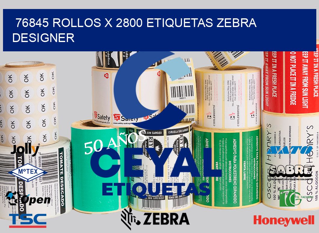 76845 Rollos x 2800 etiquetas zebra designer