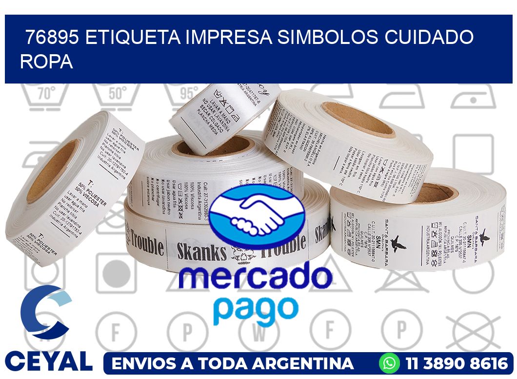 76895 ETIQUETA IMPRESA SIMBOLOS CUIDADO ROPA