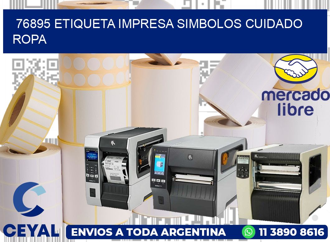 76895 ETIQUETA IMPRESA SIMBOLOS CUIDADO ROPA