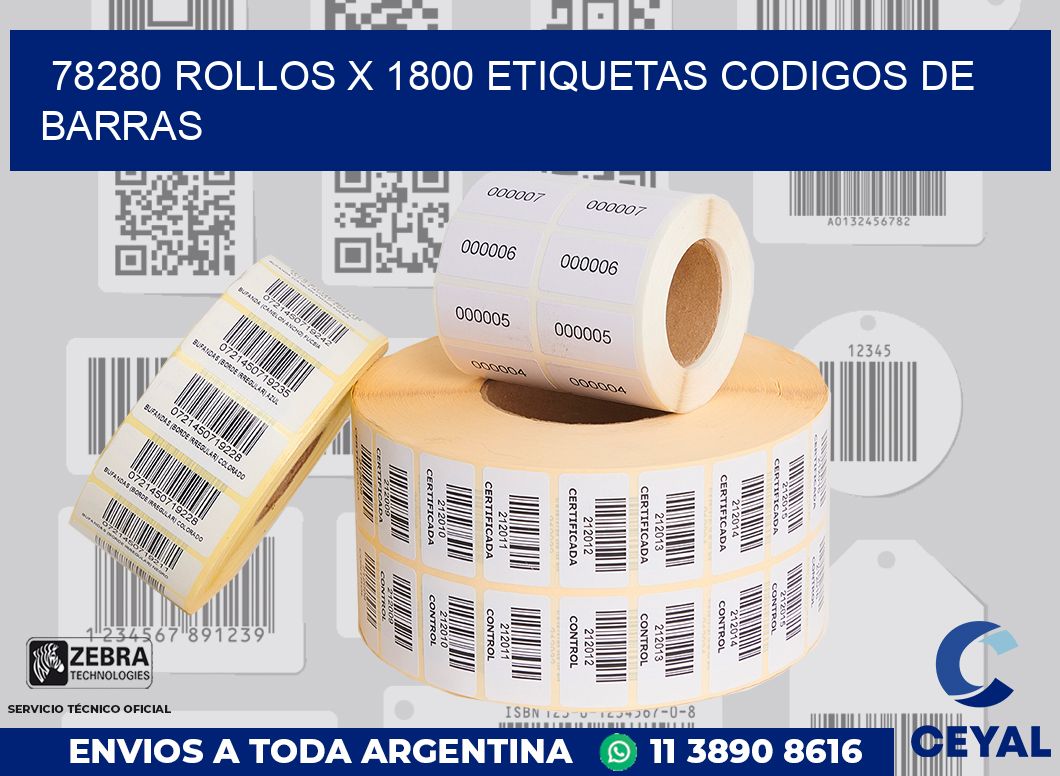 78280 Rollos x 1800 etiquetas codigos de barras
