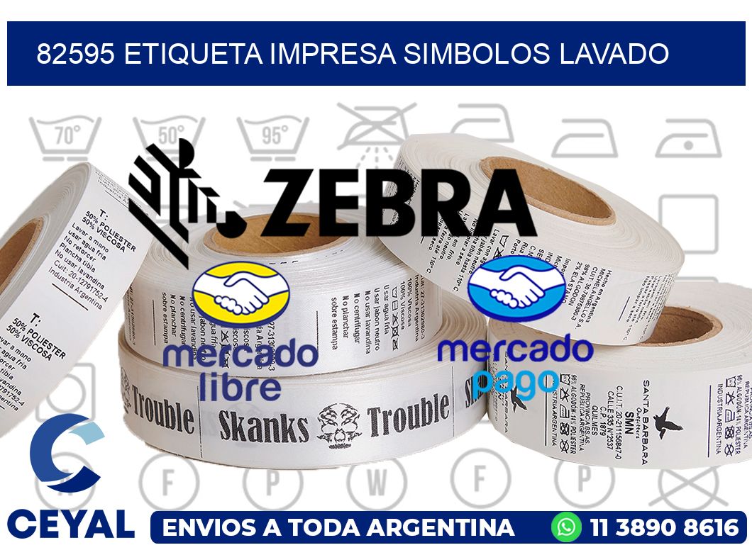 82595 ETIQUETA IMPRESA SIMBOLOS LAVADO