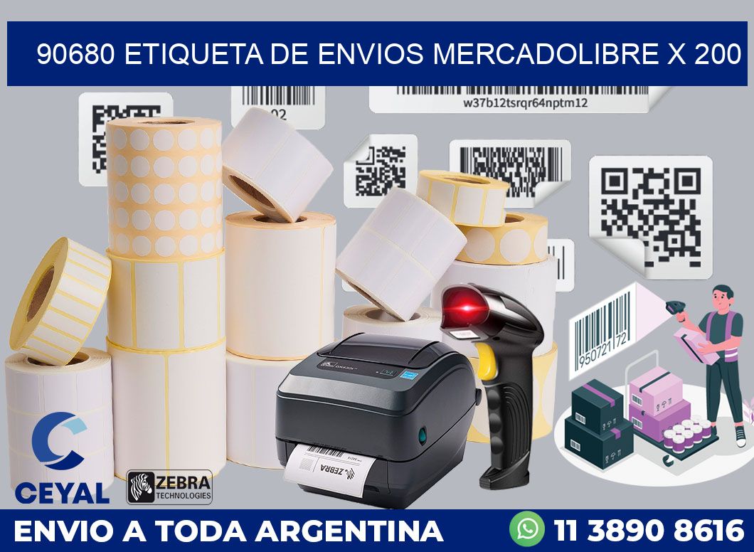 90680 etiqueta de envios mercadolibre x 200