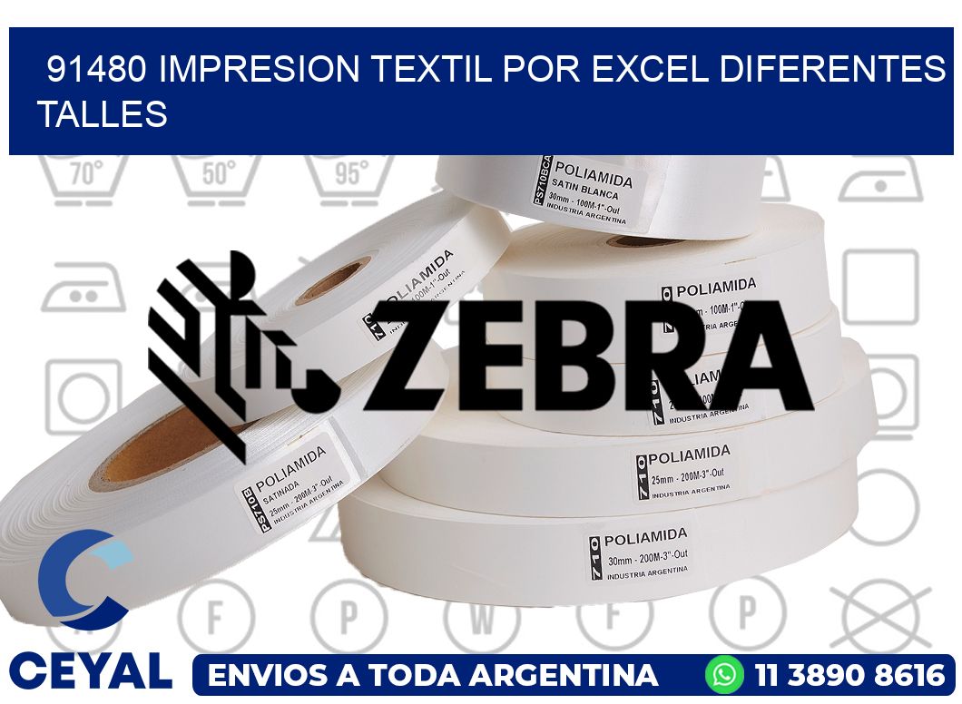 91480 IMPRESION TEXTIL POR EXCEL DIFERENTES TALLES
