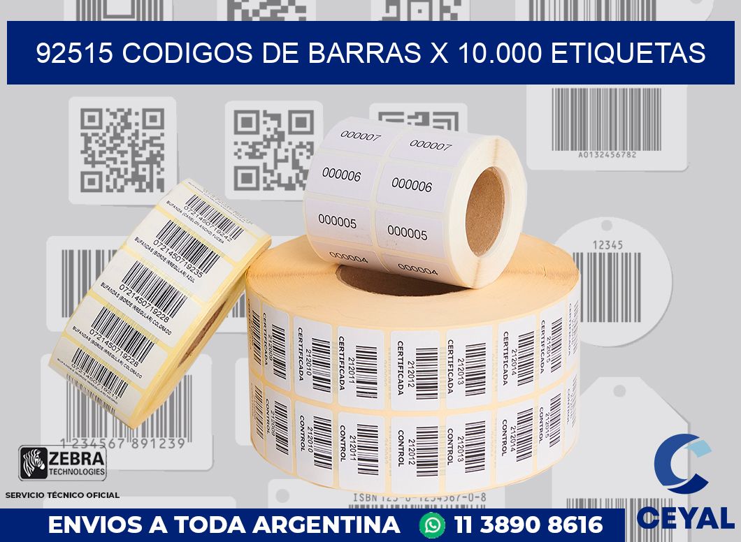 92515 codigos de barras x 10.000 etiquetas