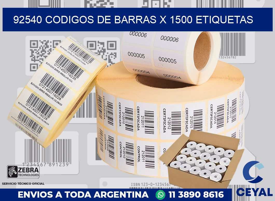 92540 codigos de barras x 1500 etiquetas