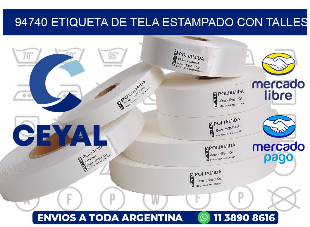 94740 ETIQUETA DE TELA ESTAMPADO CON TALLES