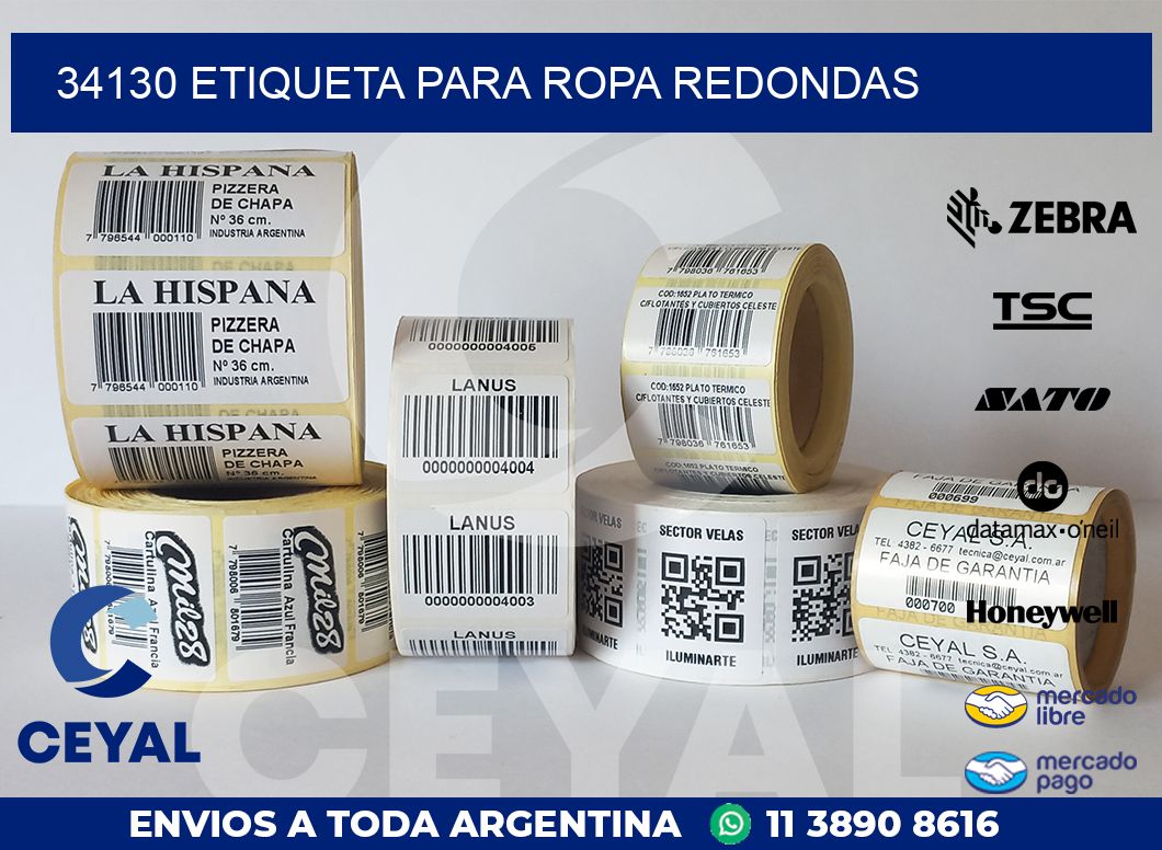 34130 ETIQUETA PARA ROPA REDONDAS