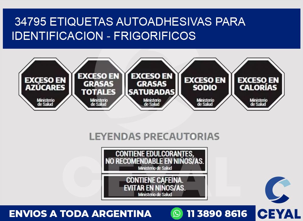 34795 ETIQUETAS AUTOADHESIVAS PARA IDENTIFICACION - FRIGORIFICOS