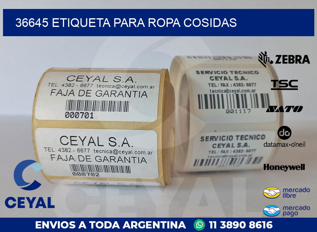 36645 ETIQUETA PARA ROPA COSIDAS