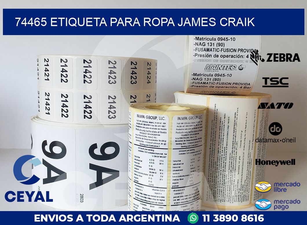 74465 ETIQUETA PARA ROPA JAMES CRAIK