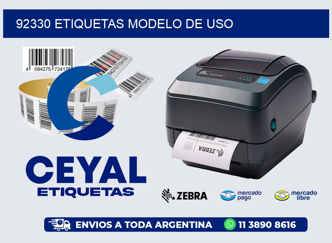 92330 etiquetas modelo de uso