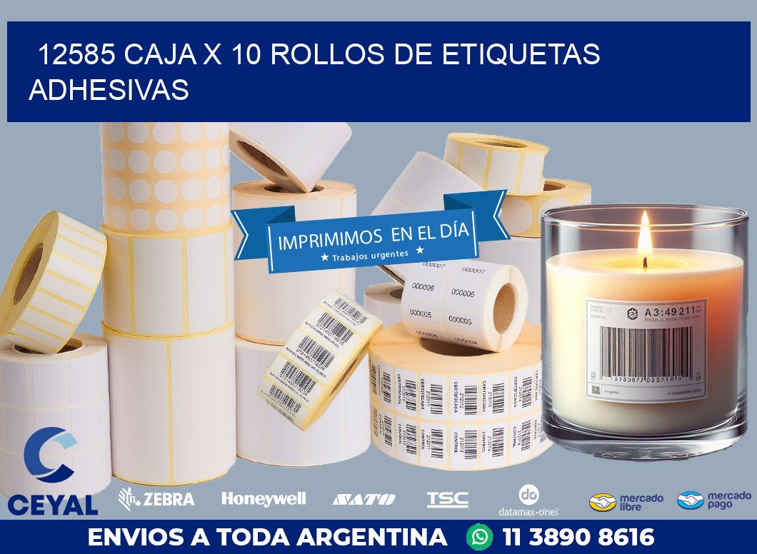 12585 CAJA X 10 ROLLOS DE ETIQUETAS ADHESIVAS