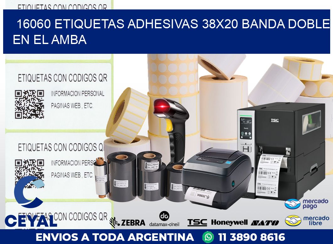 16060 ETIQUETAS ADHESIVAS 38X20 BANDA DOBLE EN EL AMBA
