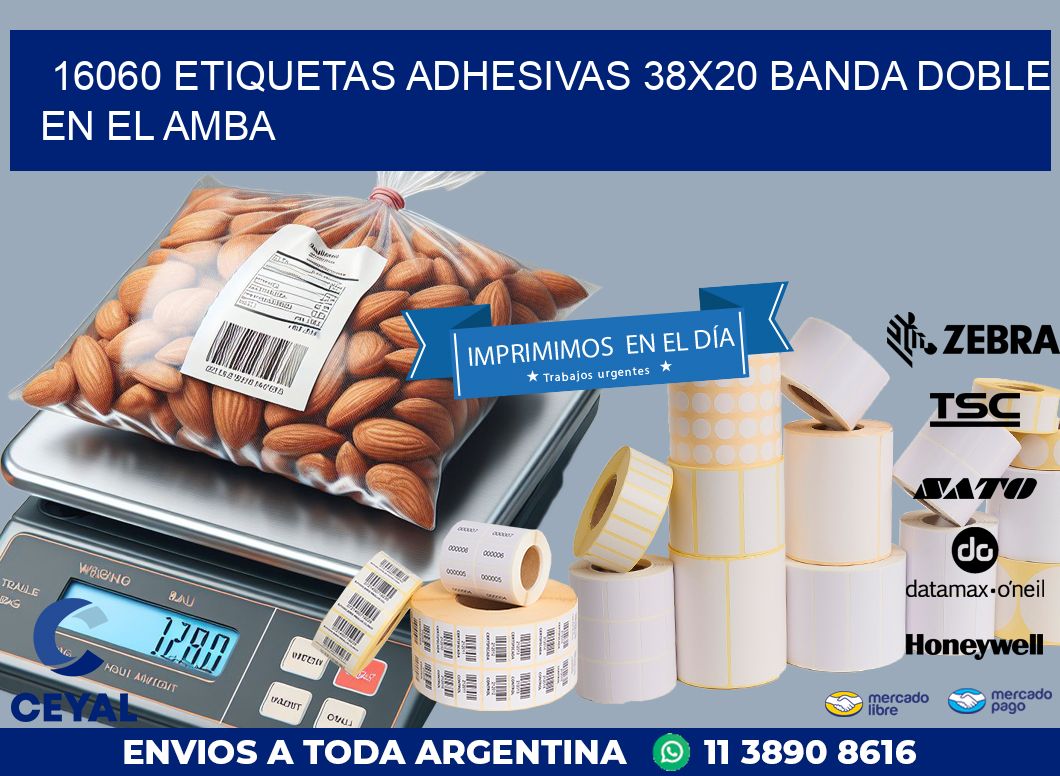 16060 ETIQUETAS ADHESIVAS 38X20 BANDA DOBLE EN EL AMBA