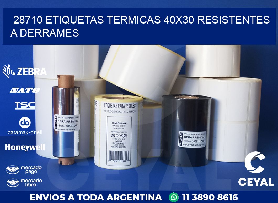 28710 ETIQUETAS TERMICAS 40X30 RESISTENTES A DERRAMES