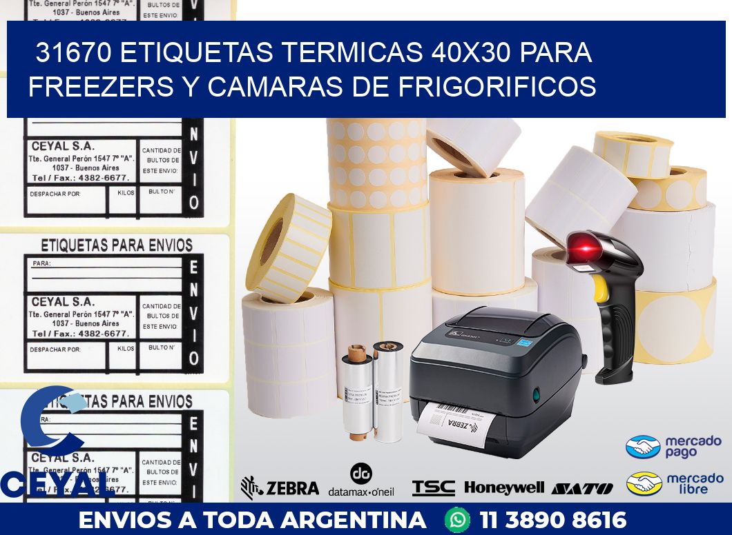 31670 ETIQUETAS TERMICAS 40X30 PARA FREEZERS Y CAMARAS DE FRIGORIFICOS