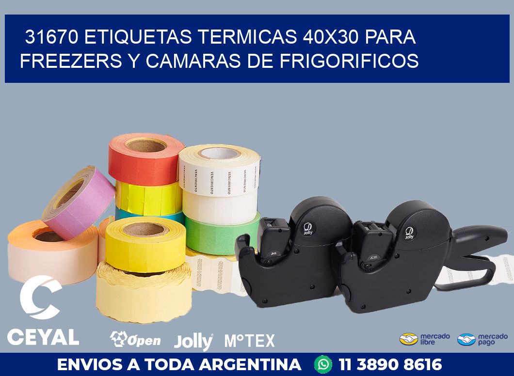 31670 ETIQUETAS TERMICAS 40X30 PARA FREEZERS Y CAMARAS DE FRIGORIFICOS