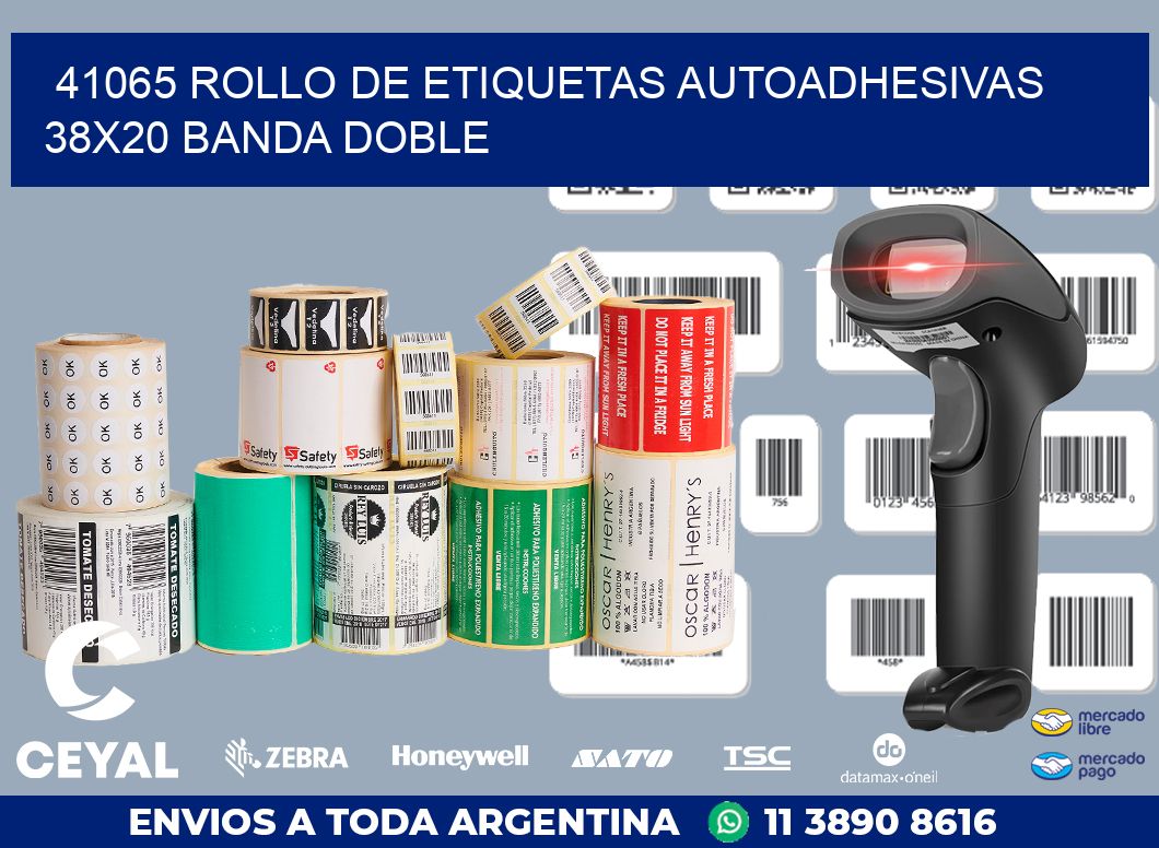 41065 ROLLO DE ETIQUETAS AUTOADHESIVAS 38X20 BANDA DOBLE