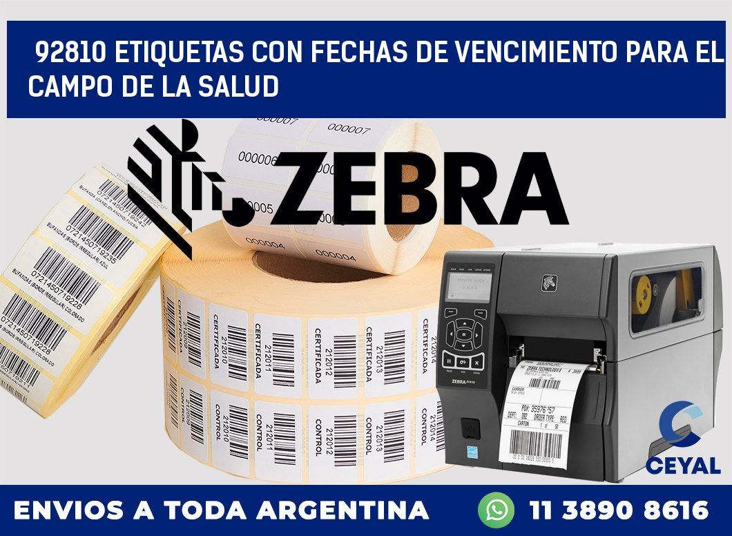 92810 ETIQUETAS CON FECHAS DE VENCIMIENTO PARA EL CAMPO DE LA SALUD