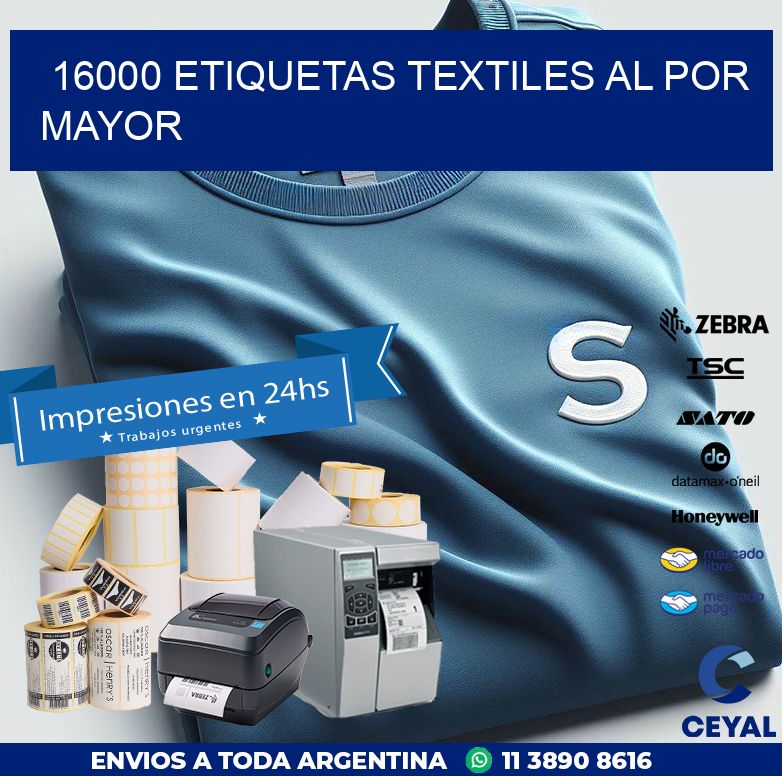 16000 ETIQUETAS TEXTILES AL POR MAYOR