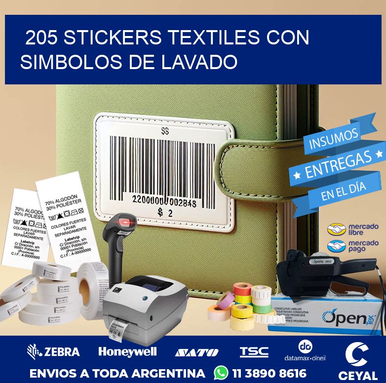205 STICKERS TEXTILES CON SIMBOLOS DE LAVADO