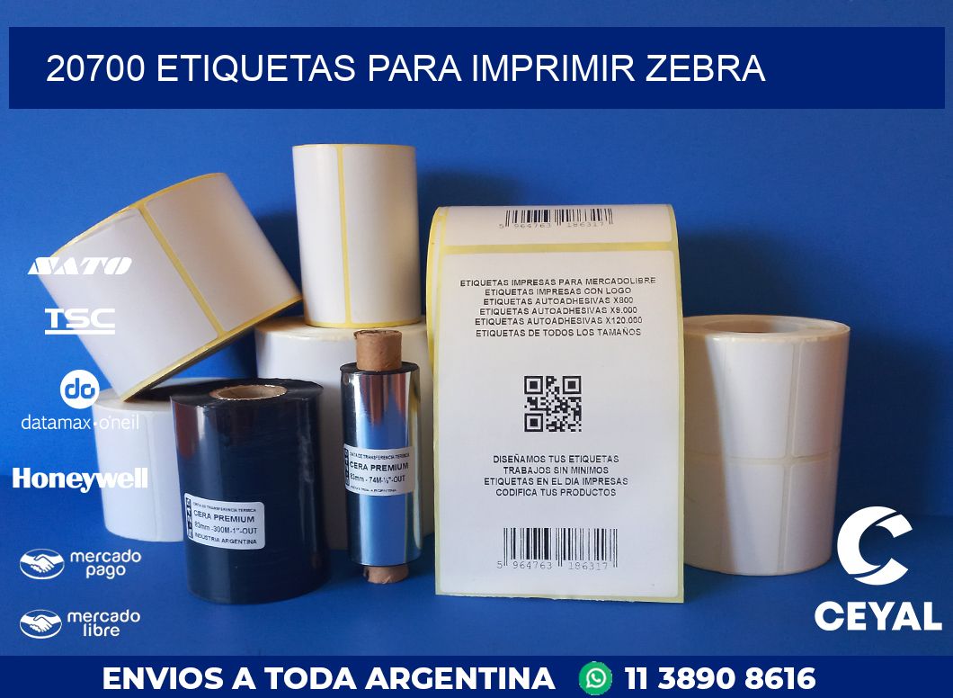 20700 ETIQUETAS PARA IMPRIMIR ZEBRA