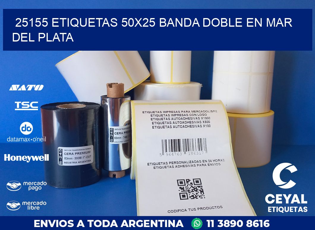 25155 ETIQUETAS 50X25 BANDA DOBLE EN MAR DEL PLATA