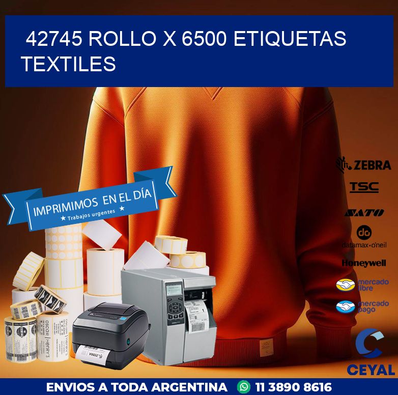 42745 ROLLO X 6500 ETIQUETAS TEXTILES