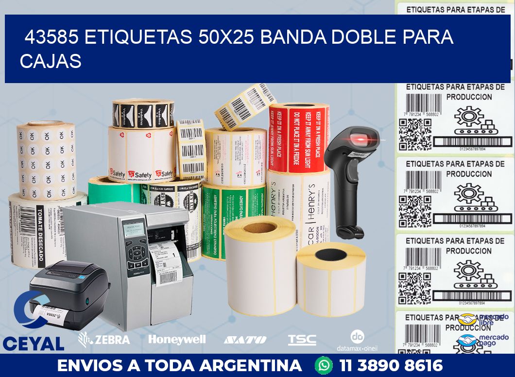 43585 ETIQUETAS 50X25 BANDA DOBLE PARA CAJAS