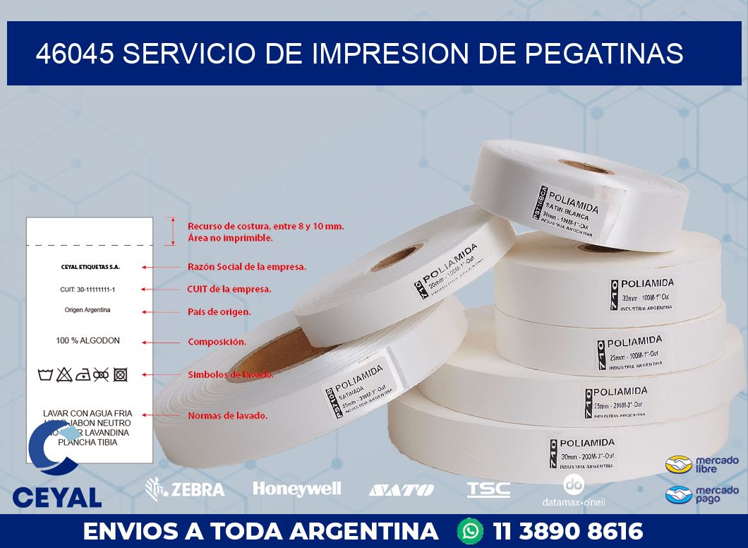 46045 SERVICIO DE IMPRESION DE PEGATINAS