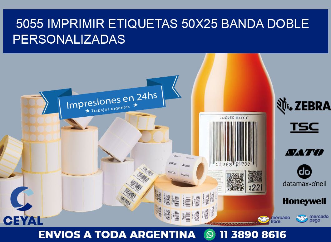 5055 IMPRIMIR ETIQUETAS 50X25 BANDA DOBLE PERSONALIZADAS
