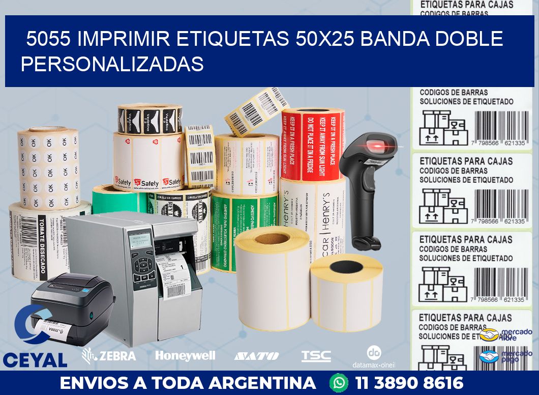 5055 IMPRIMIR ETIQUETAS 50X25 BANDA DOBLE PERSONALIZADAS