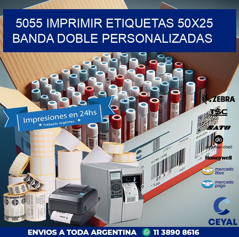 5055 IMPRIMIR ETIQUETAS 50X25 BANDA DOBLE PERSONALIZADAS