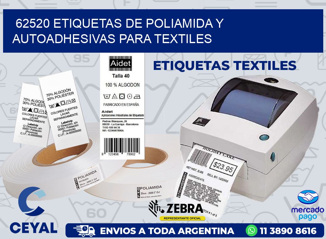 62520 ETIQUETAS DE POLIAMIDA Y AUTOADHESIVAS PARA TEXTILES