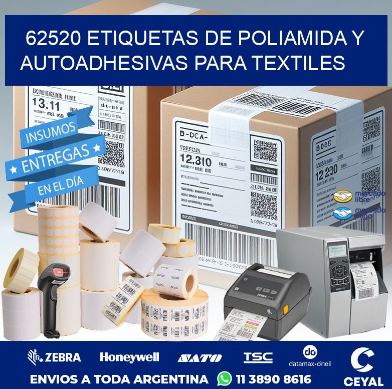 62520 ETIQUETAS DE POLIAMIDA Y AUTOADHESIVAS PARA TEXTILES