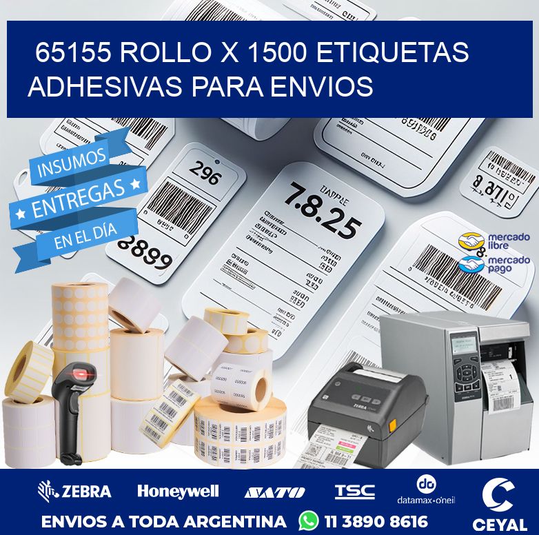 65155 ROLLO X 1500 ETIQUETAS ADHESIVAS PARA ENVIOS
