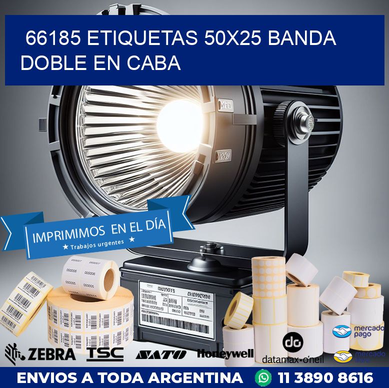 66185 ETIQUETAS 50X25 BANDA DOBLE EN CABA