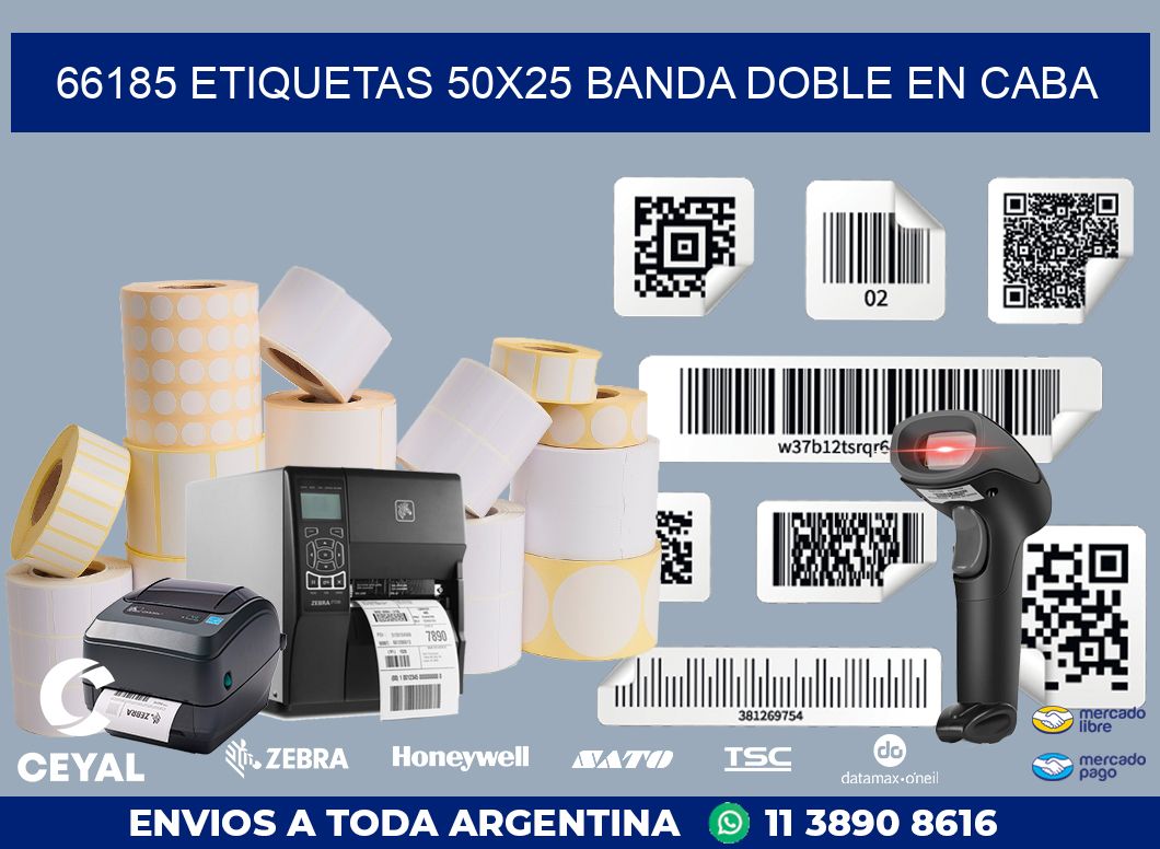 66185 ETIQUETAS 50X25 BANDA DOBLE EN CABA
