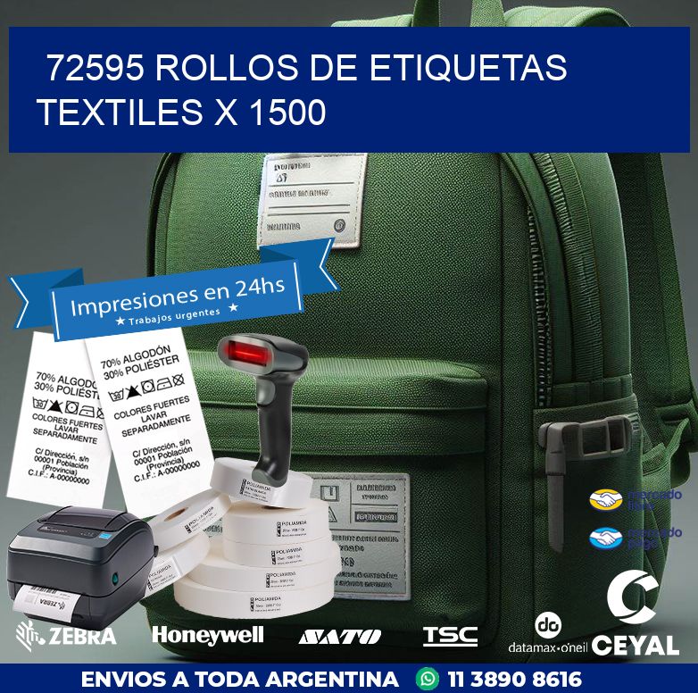 72595 ROLLOS DE ETIQUETAS TEXTILES X 1500
