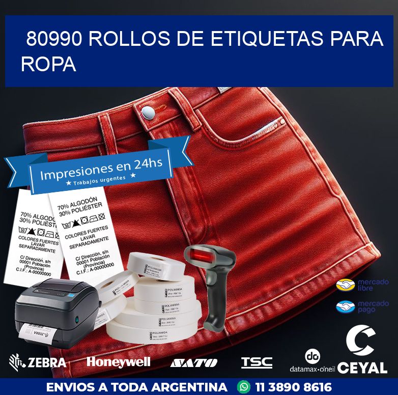 80990 ROLLOS DE ETIQUETAS PARA ROPA