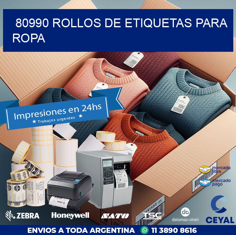 80990 ROLLOS DE ETIQUETAS PARA ROPA