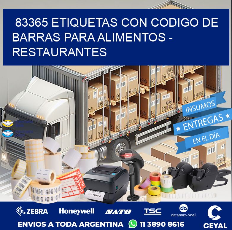 83365 ETIQUETAS CON CODIGO DE BARRAS PARA ALIMENTOS - RESTAURANTES
