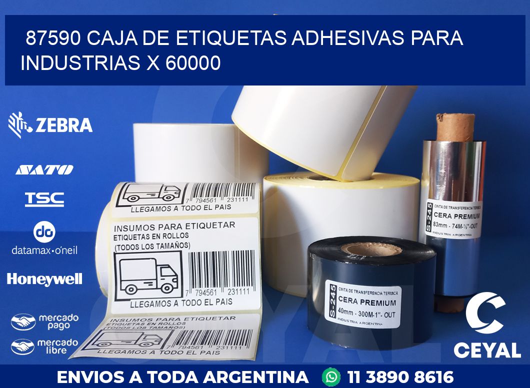 87590 CAJA DE ETIQUETAS ADHESIVAS PARA INDUSTRIAS X 60000
