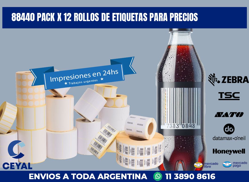 88440 PACK X 12 ROLLOS DE ETIQUETAS PARA PRECIOS