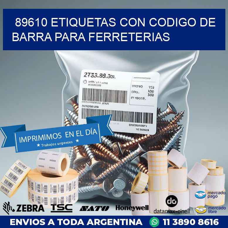 89610 ETIQUETAS CON CODIGO DE BARRA PARA FERRETERIAS